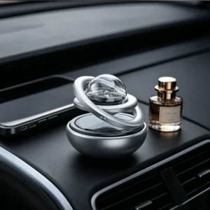 معطر سيارة دوّار من الألومنيوم بتصميم فضائي عائم، معطر سيارة، قاعدة معطر سيارة، ديكور دوّار فاخر، مناسب لوحدة التحكم المركزية للسيارة